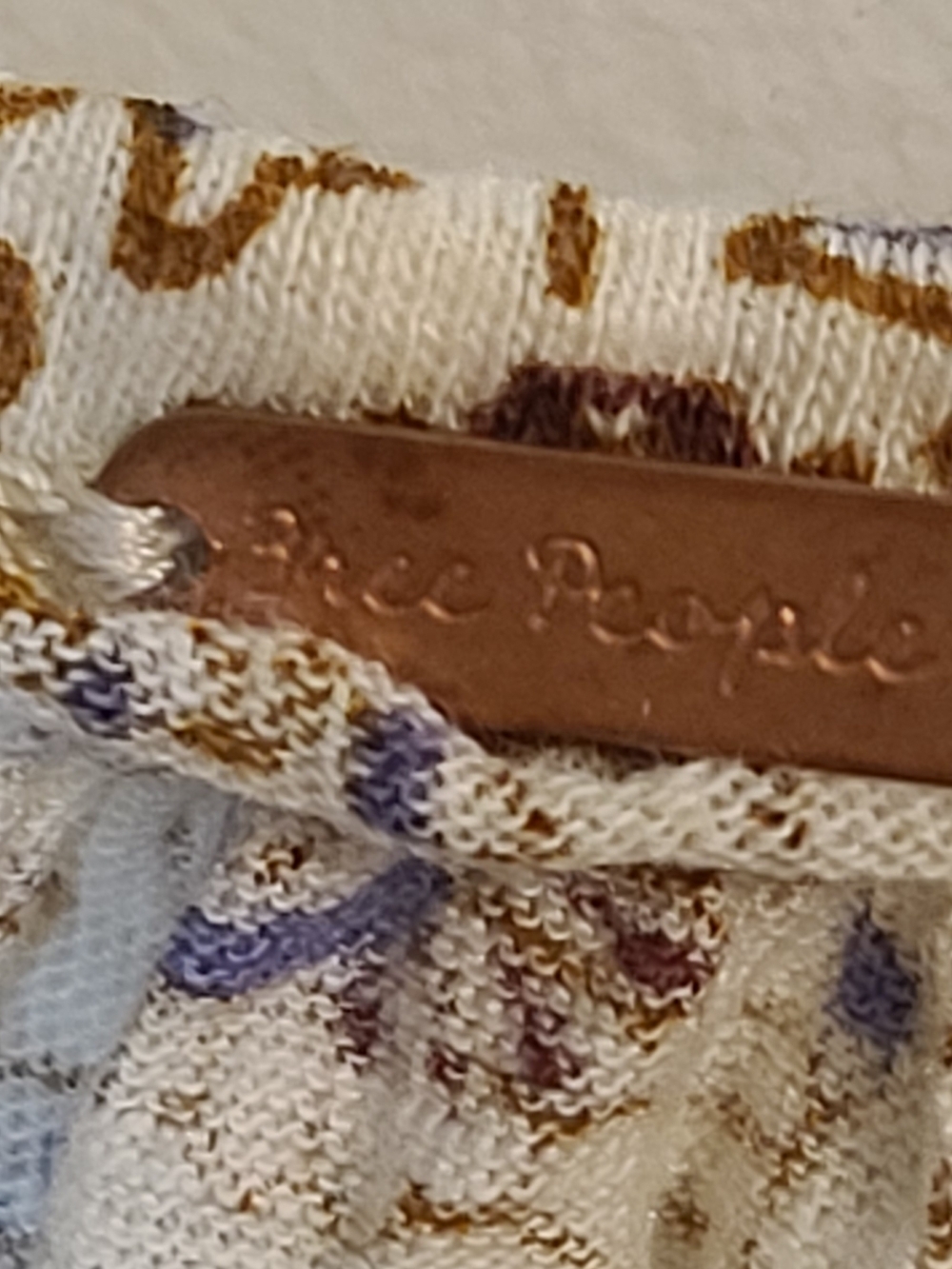 Free People Cream Knit Top with Brown Accents. Oversized - Picture 3 of 6
